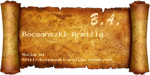 Bocsanszki Armilla névjegykártya